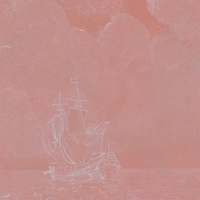 Pink Lace Ship (detail) – gouache and acrylic on paper